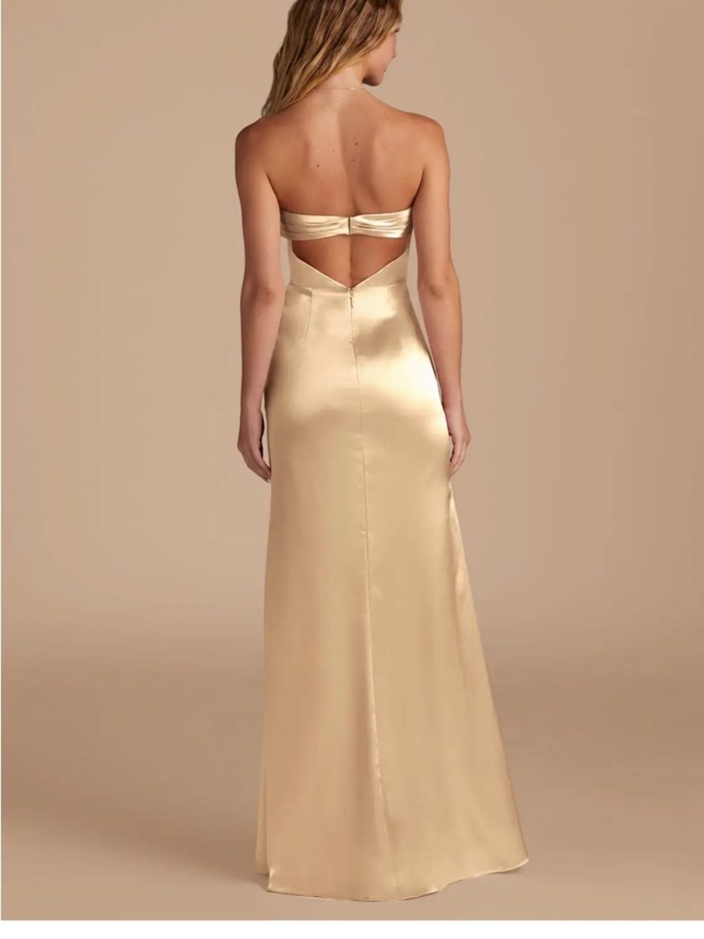 Azazie Leonis Gold Satin Dress - Picture 2 of 6